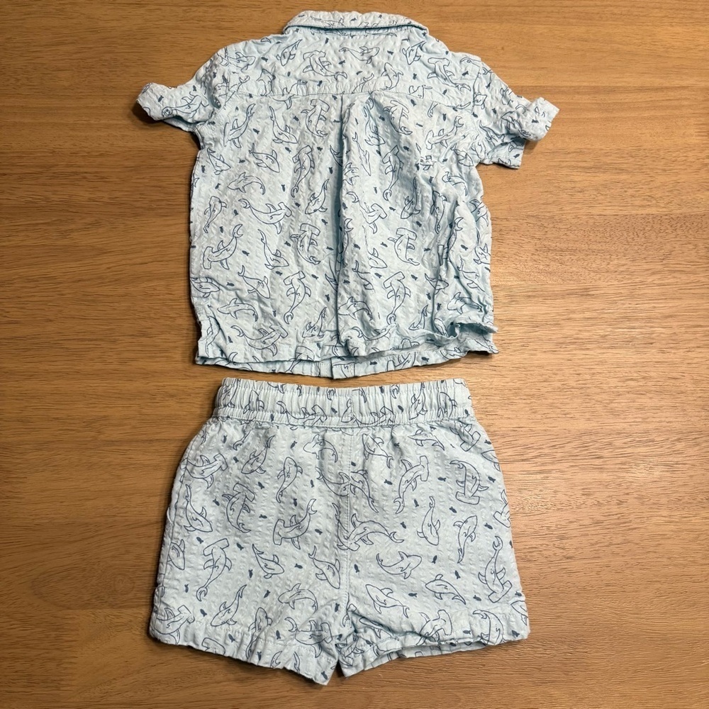 Tommy Bahama Aqua Dolphin Print Shirt and Shorts - Picture 2 of 4